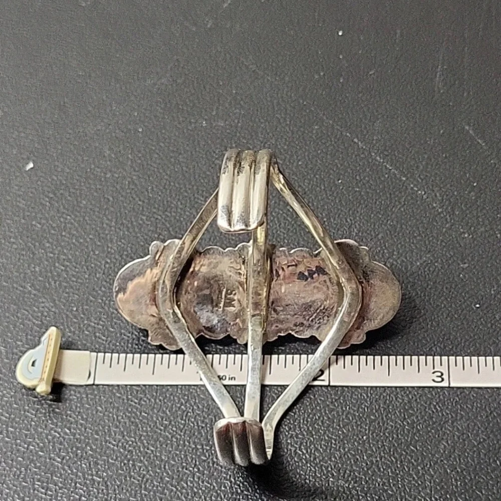 Native American Large Sterling Silver Triple Turquoise Stone Cuff Bracelet ... - Picture 12 of 14